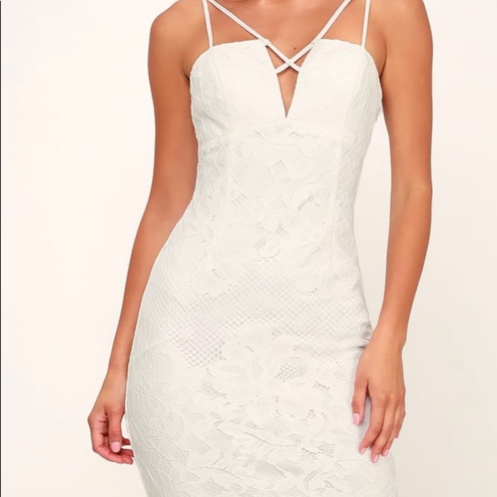 White Spaghetti Lacey Bodycon Dress